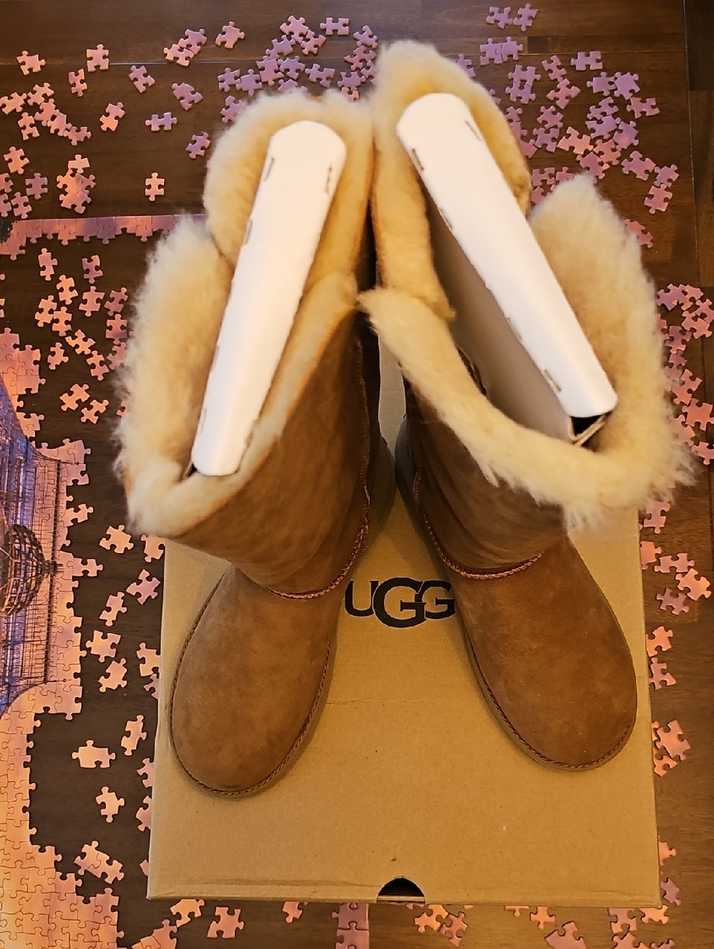 UGG Chestnut Suede Shearling Mid-Calf Boots
